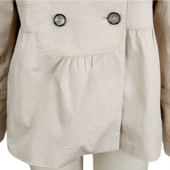 Zara Woman Cotton Blend Double Breasted Cropped Peplum Trench Coat Size XL Beige - Picture 4 of 10